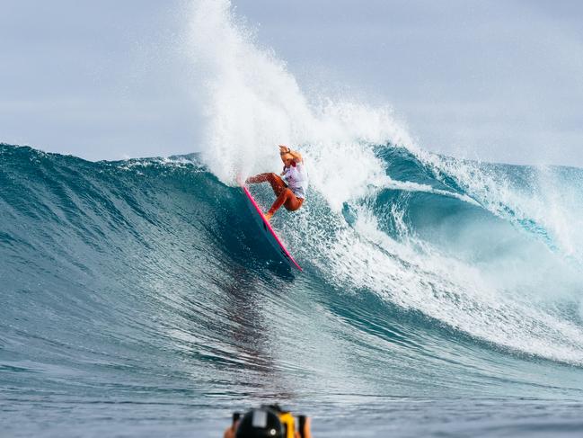 OAHU, HAWAII - FEBRUARY 20: Isabella Nichols of Australia surfs in Heat 1 of the Opening Round at the Hurley Pro Sunset Beach on February 20, 2024 at Oahu, Hawaii. (Photo by Tony Heff/World Surf League)