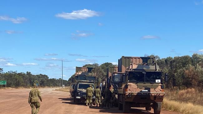 ADF on the Stuart Highway on the way to RAAF Base Curtin in WA.