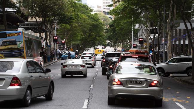 General congestion traffic jam images. Brisbane CBD, 16th of January 2020. (AAP Image/Attila Csaszar)