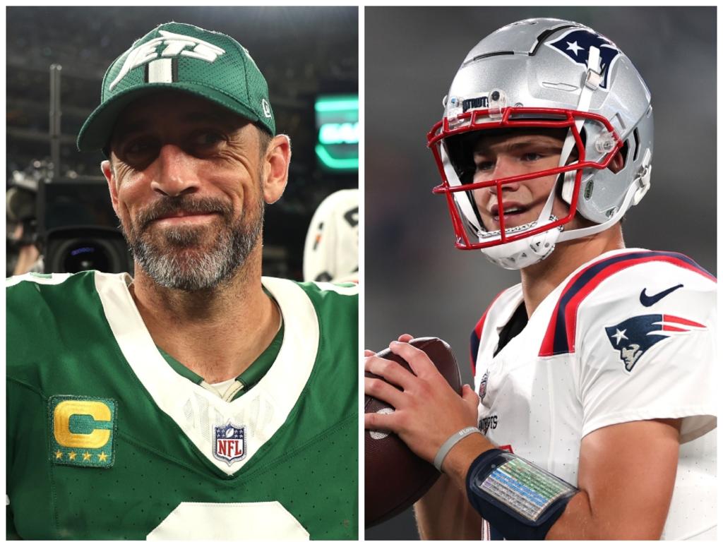 Aaron Rodgers and Drake Maye