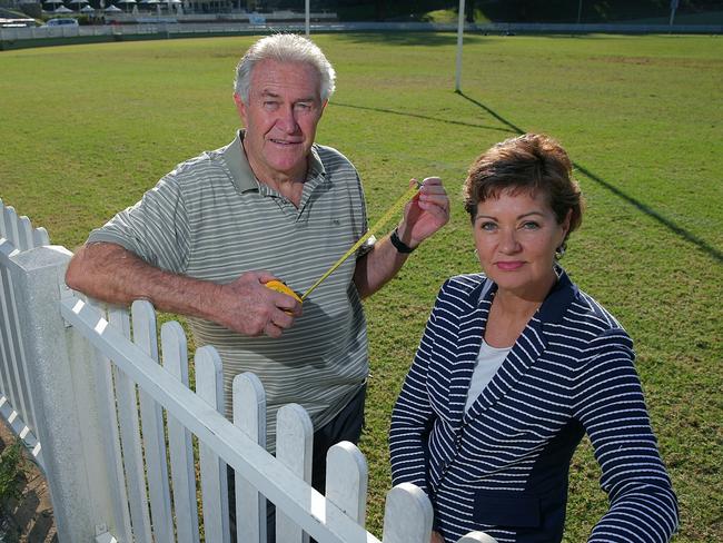 Jack Steggall and Candy Bingham believe Manly Oval could be shortened by as much as three metres as part of the DA for the new car park. Photo: Adam Ward