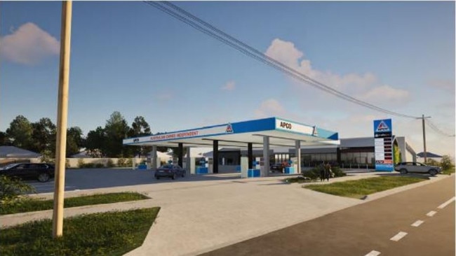 Renders prepared by Bespoke Architecture for the APCO service station proposed for Leopold.