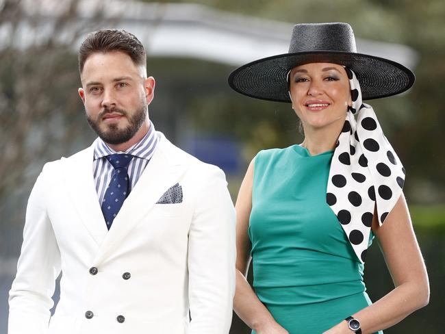 DAILY TELEGRAPH 12TH OCTOBER 2022Pictured at Royal Randwick is Sam Nelson and Viera Macikova wearing race day outfits ahead of this weekends 2022 Everest.Picture: Richard Dobson