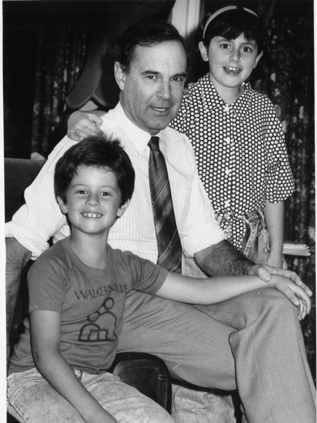 Steele Hall, with two of his children Alexia, 9, and Benjamin (Ben), 7, in 1991