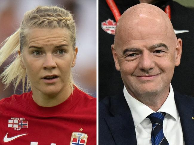 Norwegian captain Ada Hegerberg and FIFA president Gianni Infantino