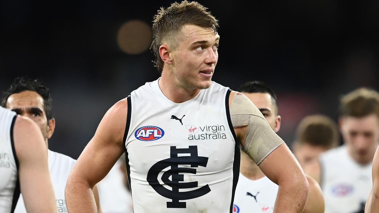 Patrick Cripps looks on after a Carlton loss. Picture: Getty Images