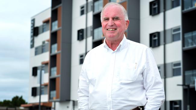 Hans Ehmann outside the Quest hotel he built at Port Adelaide. Picture: Bianca De Marchi