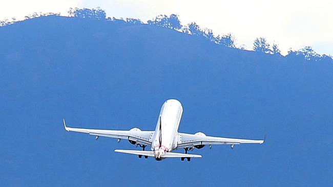 A Virgin plane takes to the air.