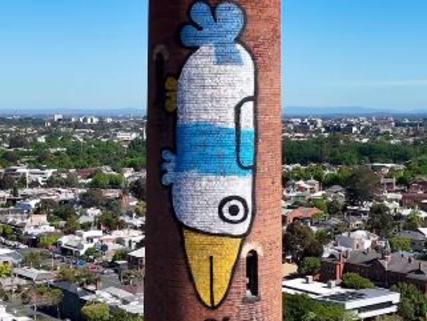 Pam the Bird on the Clifton Hill chimney Picture: Supplied