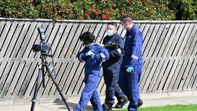 Police Forensics and detectives at the scene of an assault on Torquay Rd, Grovedale on New Year’s Day. Picture: Brad Fleet