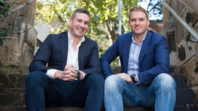 Fintech group Prospa, which was founded by Greg Moshal (L) Beau Bertoli (R), has reported a hefty jump in small business lending, driven by rising inflation fears. Picture: Supplied