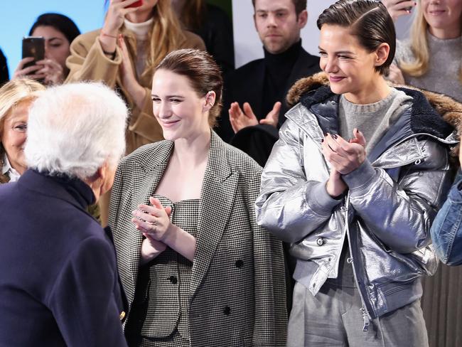 Standing ovation! Rachel Brosnahan and Katie Holmes clearly liked Ralph Lauren’s latest line. Picture: Getty Images