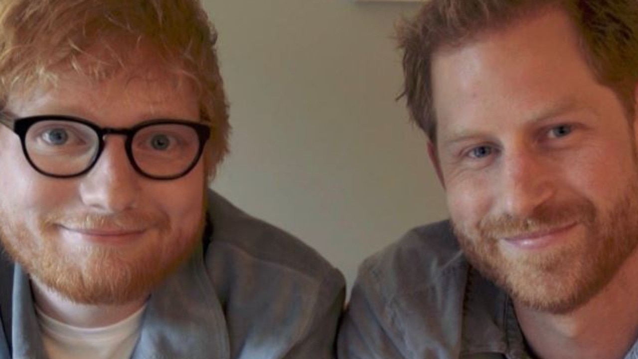 Prince Harry and Ed Sheeran on World Mental Health Day. Picture: Instagram/SussexRoyal