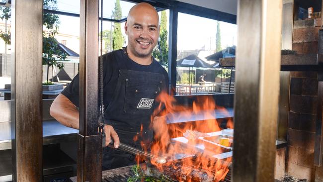 Pirate Life head chef Rocky Oliveira in their new $$1m state of the art kitchen, complete with fire pit, January 27, 2022. Picture: Brenton Edwards