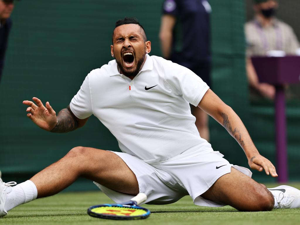 Kyrgios’ legs aren’t supposed to split like that.