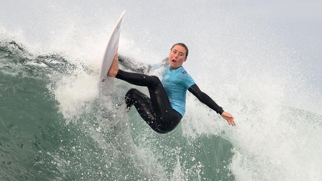 Local surfer Nikki Van Dijk is chasing a first Bells Beach title. Picture: Jason Sammon 