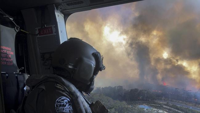 Navy helicopter crews helped with Operation Bushfire Assist during the 2019-2020 bushfire season. Picture: Supplied/ADF