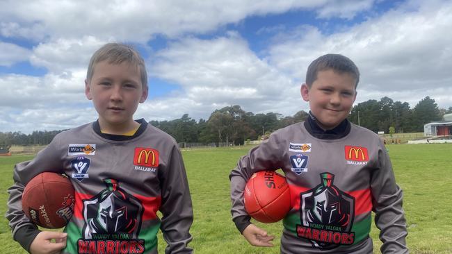 Woady Yaloak juniors Oliver Chattenton and Oscar Condor. Picture: Woady Yaloak.