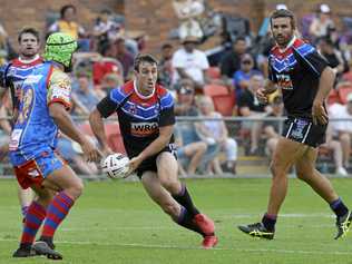 TRL All Stars player Matt Duggan against South West Queensland Emus in rugby league at Clive Berghofer Stadium last year. Picture: Kevin Farmer