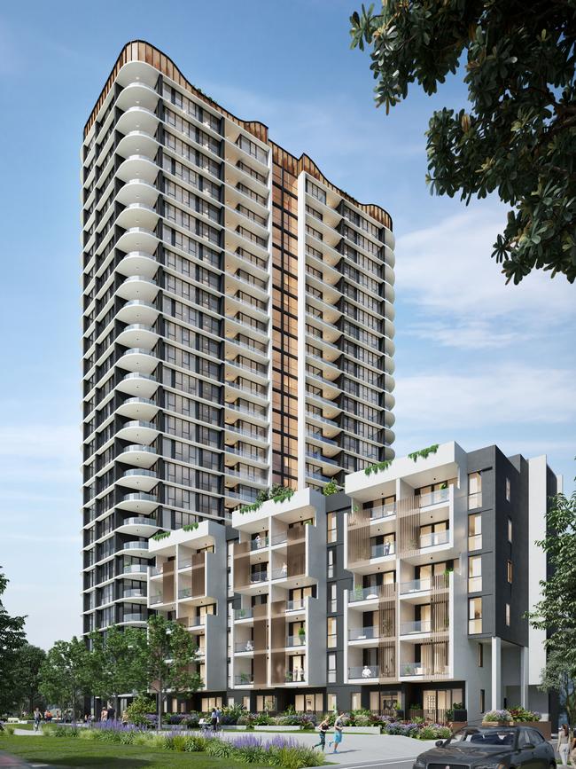 How the 27-storey Meriton tower will look in Talavera Rd.