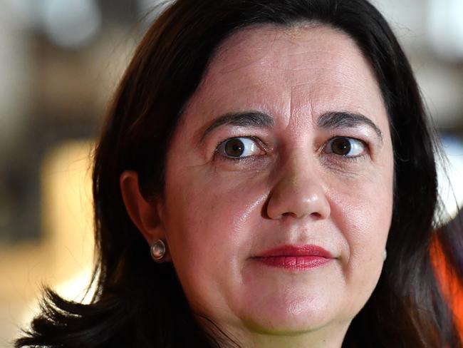 Queensland Premier Annastacia Palaszczuk is seen during a media conference after inspecting the Olam grain processing facility at Mt Tyson on Queensland's Darling Downs during the Queensland Election campaign on Tuesday, November 7, 2017. Premier Palaszczuk announced that if re-elected she will invest an additional $29 Million in Queensland's agricultural industries.( AAP Image/Darren England) NO ARCHIVING