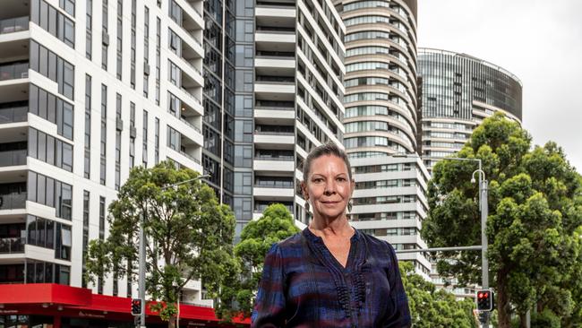 Sydney Olympic Park Business Association president Allison Taylor at the booming residential and entertainment precinct. Picture: Monique Harmer