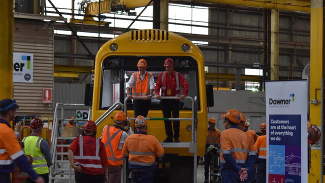 Anthony Albanese visiting Downer EDI train factory in Maryborough.