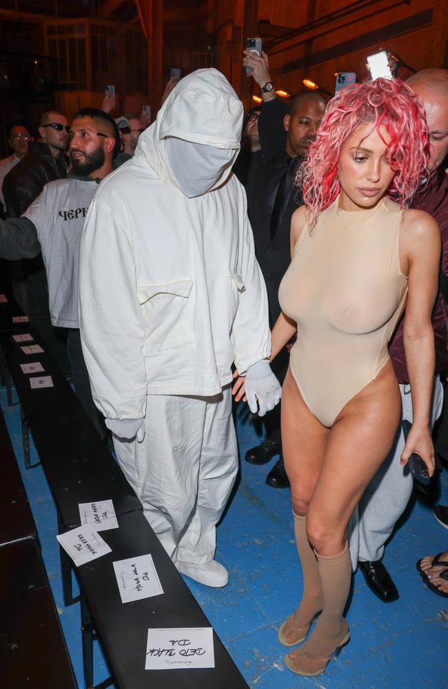 Kanye West and Bianca Censori cause a stir at Paris Fashion Week. Picture: Getty Images