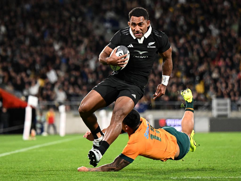 Sevu Reece charges forward on his way to the try line. Picture: Getty Images