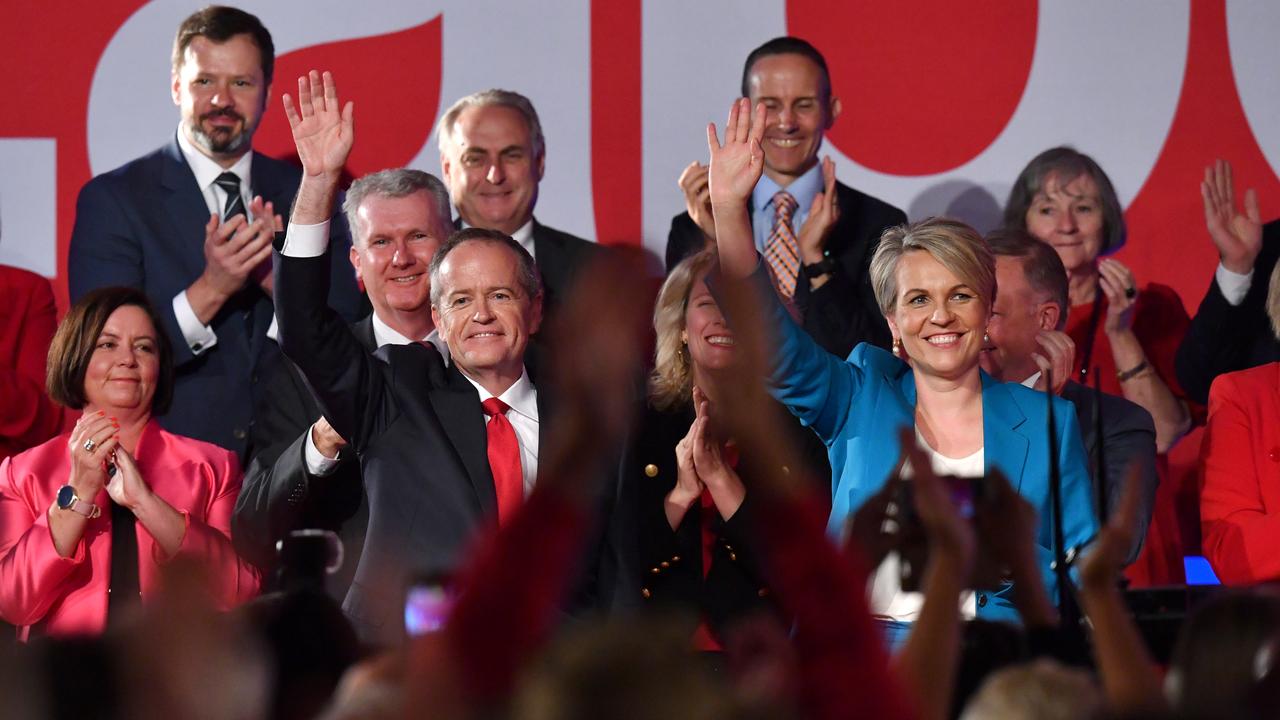 Opposition Leader Bill Shorten and Deputy Opposition Leader Tanya Plibersek at the campaign launch. Picture: AAP / Darren England