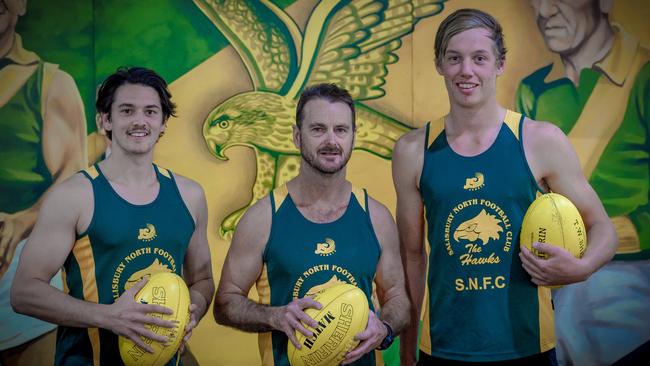 Salisbury North big man Jake Russo (right) is one of the Adelaide Footy League’s standout ruckmen. Picture: Roy Vandervegt