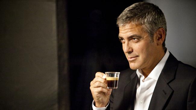 Hollywood actor George Clooney with his Nespresso coffee.