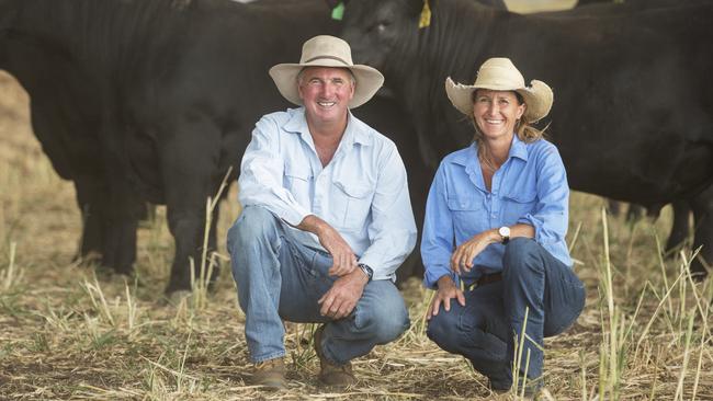 Ben and Wendy Mayne, from Texas Angus stud at Warialda in NSW, scored a record price for an Angus bull yesterday at their annual sale. Picture: Rachel Sherman