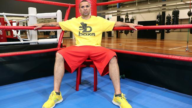 Anthony Mundine at Ashmore PCYC ahead of his upcoming fight with Jeff Horn. Photo by Richard Gosling