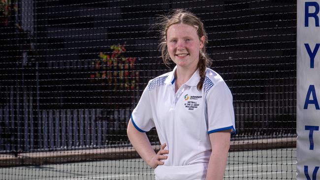 SA netball umpire and Oakdale player Lola Shepherd at Marryatville High School. She has been nominated for the 2022 School Sports Awards. Picture: Emma Brasier