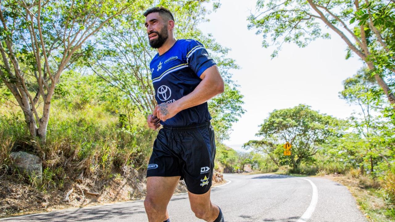 Back at the Cowboys: James Tamou on a Castle Hill run. Picture: North Queensland Cowboys