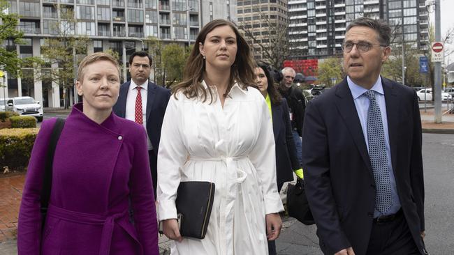 Ms Higgins (centre) arrives at court last week. Picture: NCA NewsWire / Gary Ramage