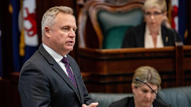 Tasmanian Premier Jeremy Rockliff answers questions in parliament on Tuesday 19th November 2024. Picture: Linda Higginson