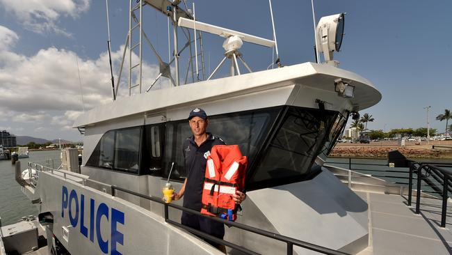 Sergeant Matthew Pegg from the Townsville Water Police aboard the Brett Irwin. Picture: Evan Morgan