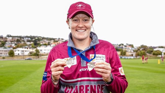 Clarence opener Hollie Armitage was named player of the match for her century in the women's CTPL Kookaburra Cup final. Picture: Linda Higginson