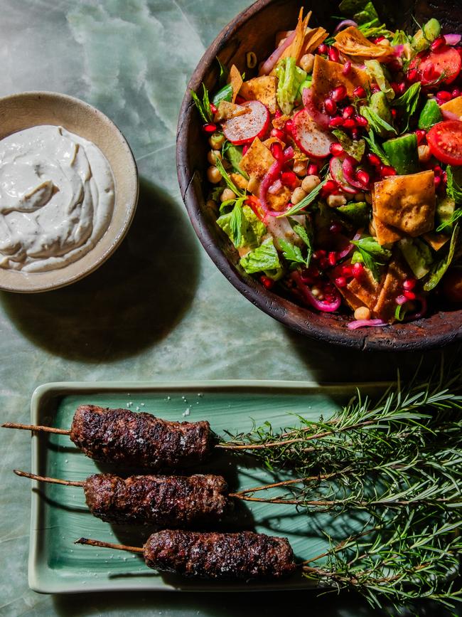 Lamb koftas are perfect with fattoush salad.