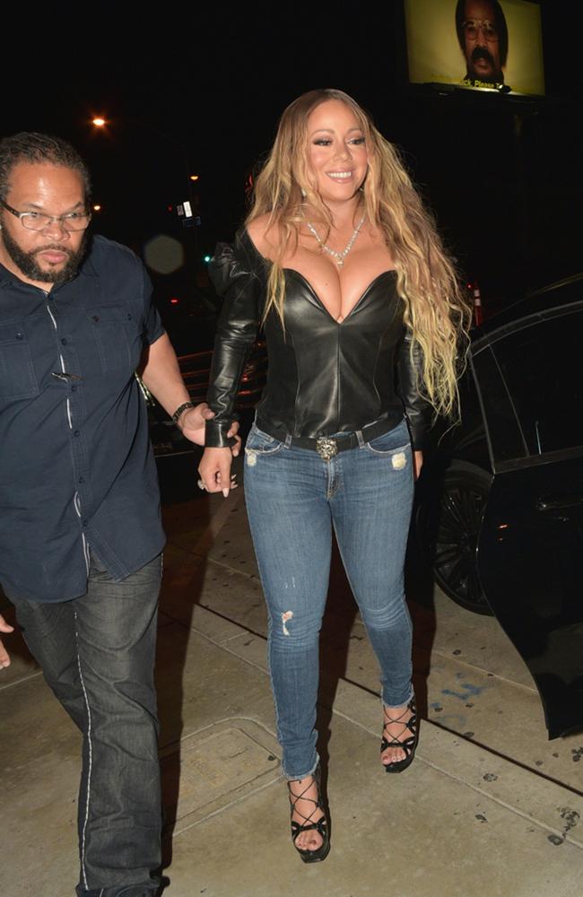 Mariah Carey later dresses the top down in jeans. Picture: MEGA