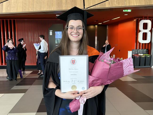 Ella Dickinson graduates from Australian Catholic University with a Bachelor of Nursing on April 16, 2024. Picture: Brittany Busch