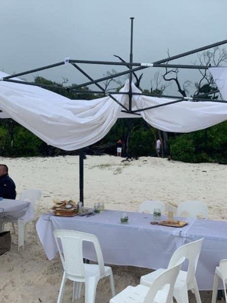 Photos of guests appearing to pee in the bushes on Whitehaven Beach could prompt a review of how the White on Whitehaven luxury lunch is conducted in the future. Picture: Supplied.