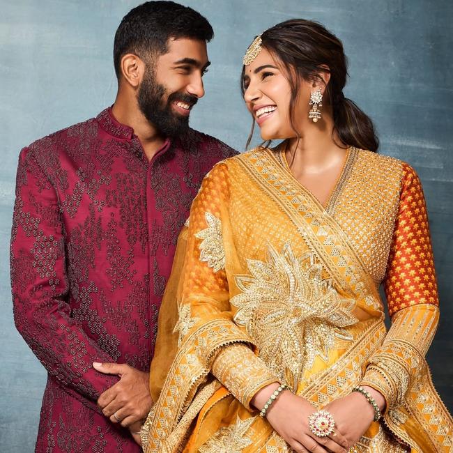 Jasprit Bumrah and Sanjana Ganesan. Photo: Instagram.