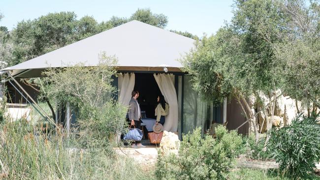 Glamping tent at Peninsula Hot Springs, Victoria.