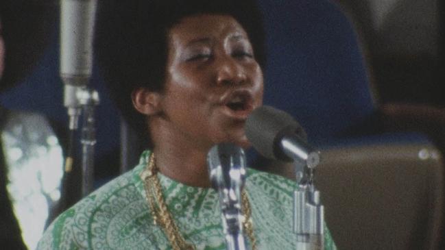 Aretha Franklin in a scene from Amazing Grace