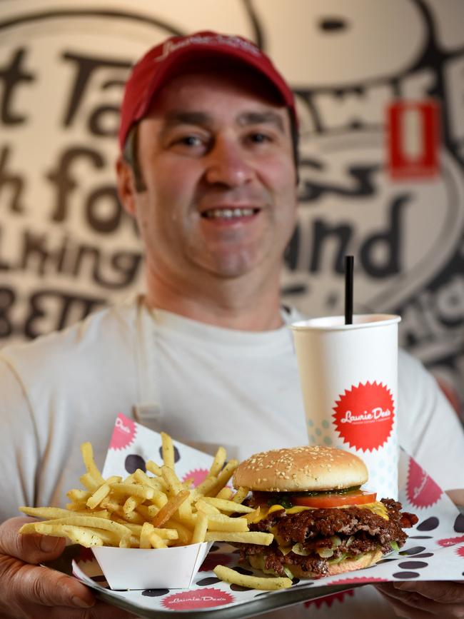 Laurie Dee with his most popular burger.