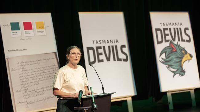 Tasmania Football Club executive director Kath McCann during the club launch at Hobart. Picture: Chris Kidd