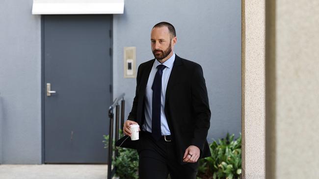 Detective Sergeant Matt Mattock arrives at the Cairns Supreme Court to give evidence in the trial of Rajwinder Singh, accused of murdering Toyah Cordingley on Wangetti Beach on October 21, 2018. Picture: Brendan Radke